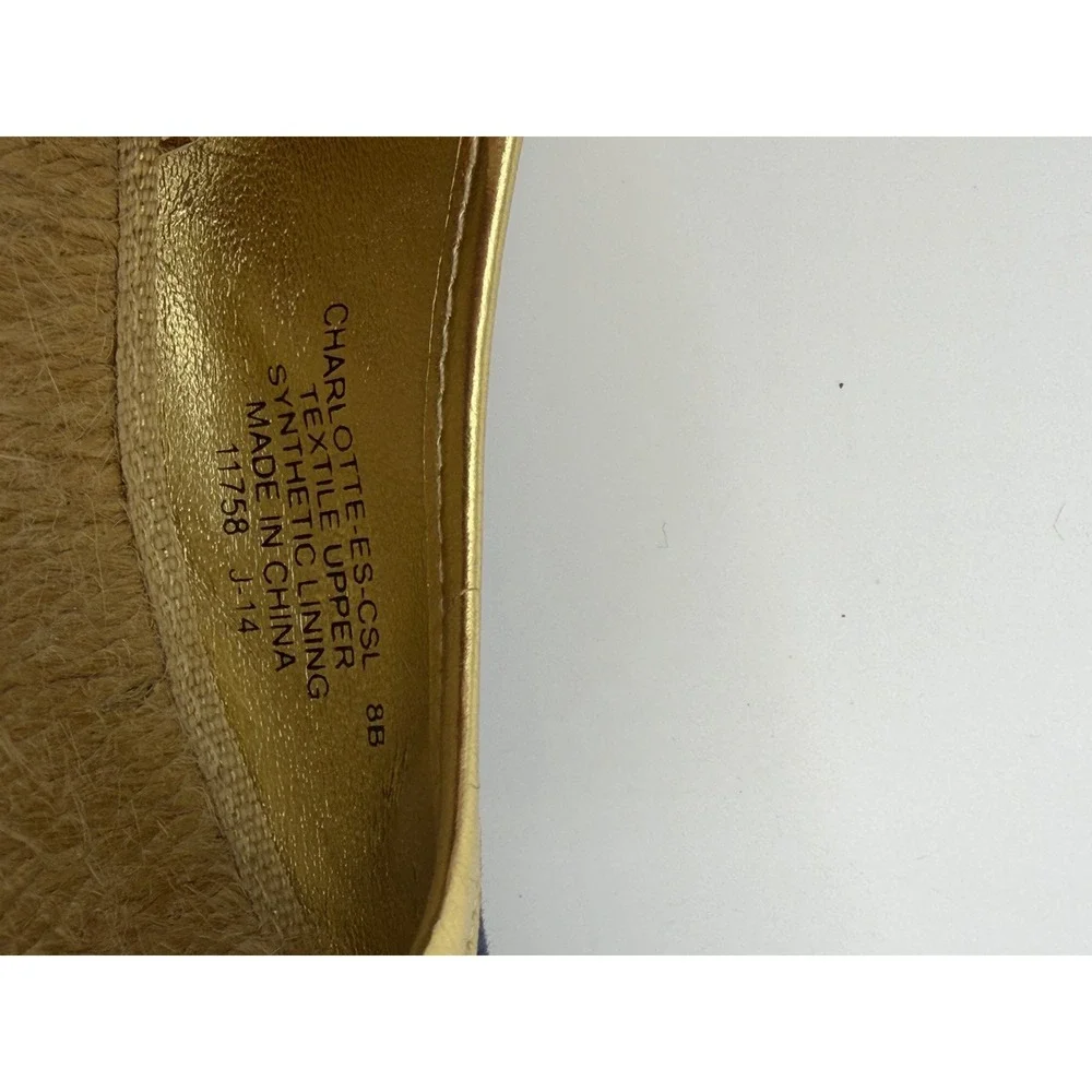 Rare Ralph Lauren Claudia Shoe Canvas Wedge Sandals Coastal Chic Womens Size 8B